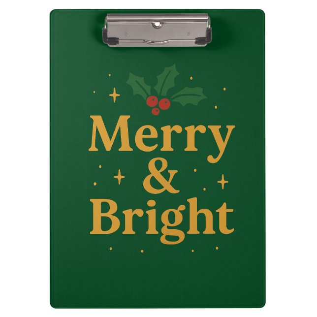 Pranchetas Citação de Natal Alegre e Brilhante (Frente)