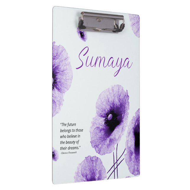 Pranchetas Clipboard Floral Violet Elegante Personalizável (Direita)