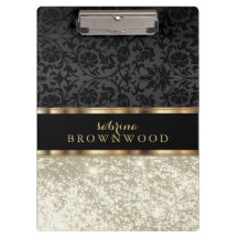 Clipboard Ivory Glitter e Black Damask