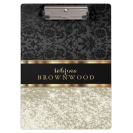 Pranchetas Clipboard Ivory Glitter e Black Damask