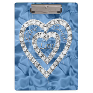 Pranchetas Clipboard Live Laugh Love Blue Diamond Heart