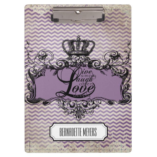 Pranchetas Clipboard Personalizada Chevron Live Laugh Love (Frente)