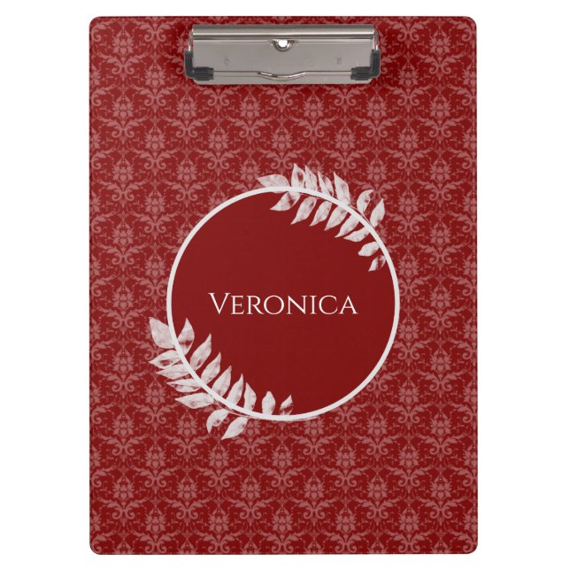 Pranchetas Clipboard Red Elegant Damask (Frente)