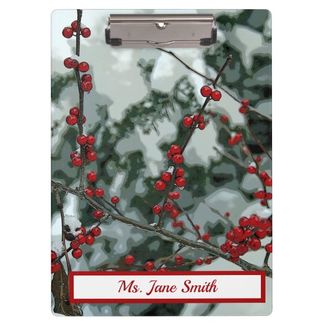 Pranchetas Clipboard Red Winter Berries Christmas (Frente)