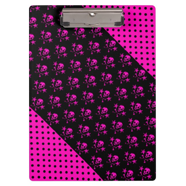 Pranchetas Clipboard/Skulls, Crossbones, Corações e Bolinhas (Frente)
