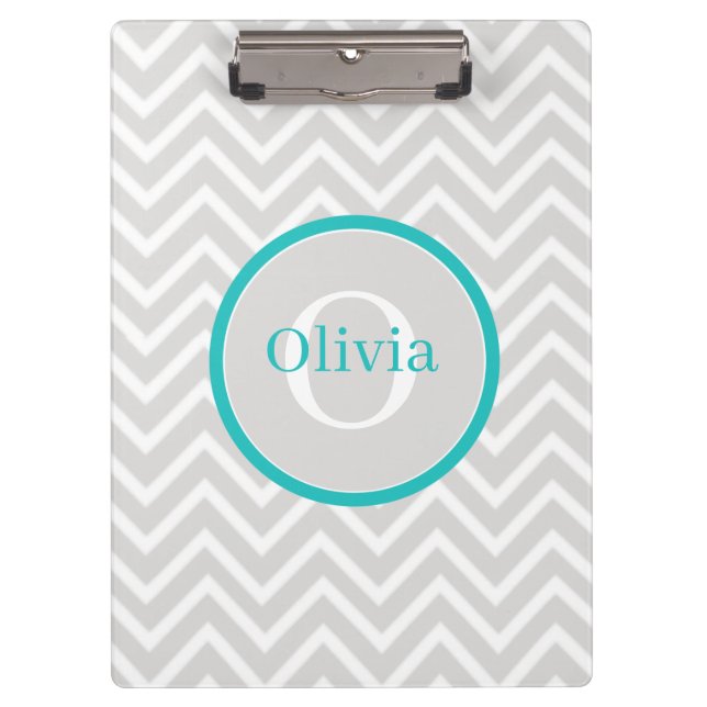 Pranchetas Clipboard Teal Chevron Monograma (Frente)