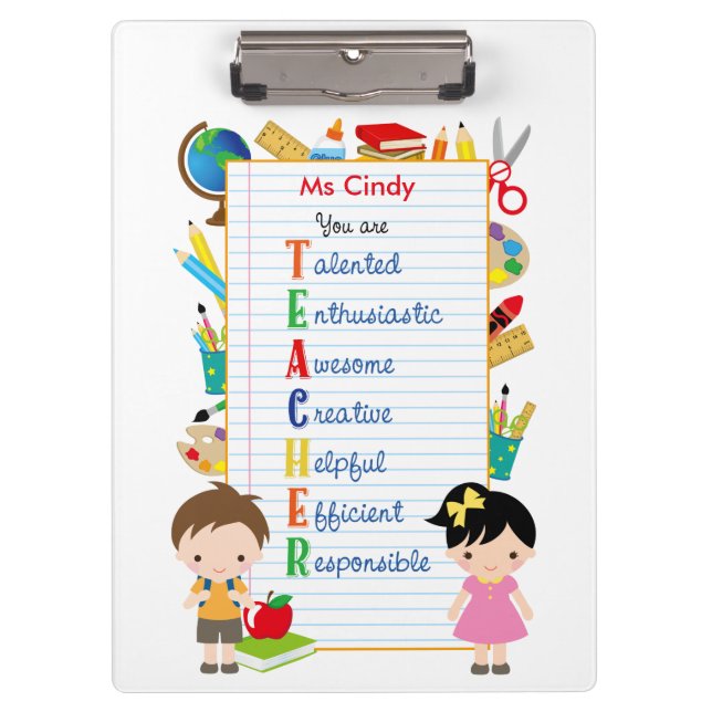 Pranchetas Clipboards personalizadas de professores (Statione (Frente)