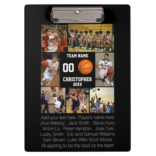 Pranchetas Cobertor de fleece com colagem de fotos de basquet (Frente)