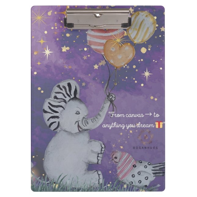 Pranchetas cobrir "Elephant & Polka Hen" Boganhues (Frente)