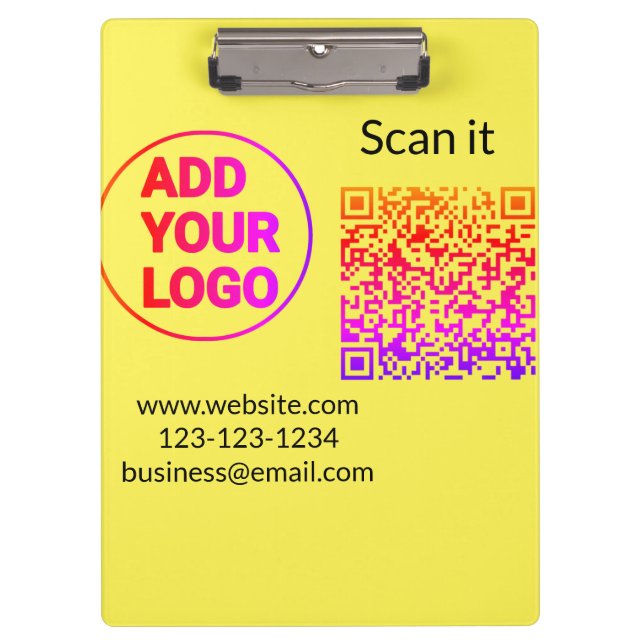 Pranchetas Código QR minimal simples adicionar logotipo escan (Frente)