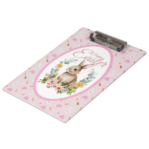 Pranchetas Coelho Floral de Aquarela Fofo na Coroa da Páscoa
