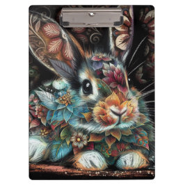 Pranchetas Coelho Whimsso Rabbit Floral Abstrato Teal Preto