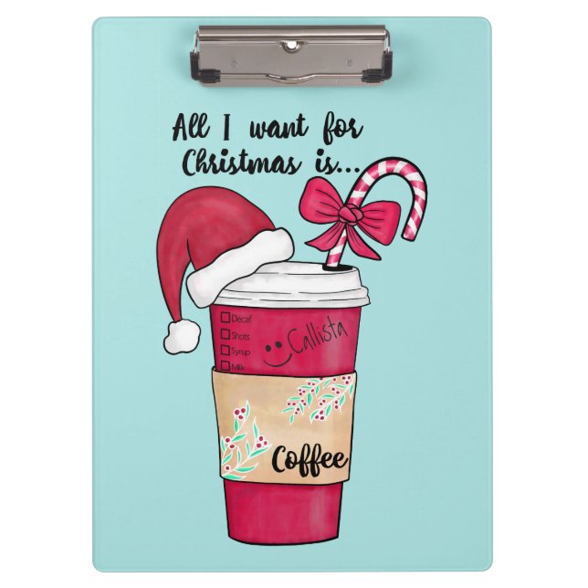 Pranchetas Coffee Red Hat Coffee Candy Cane Natal (Frente)