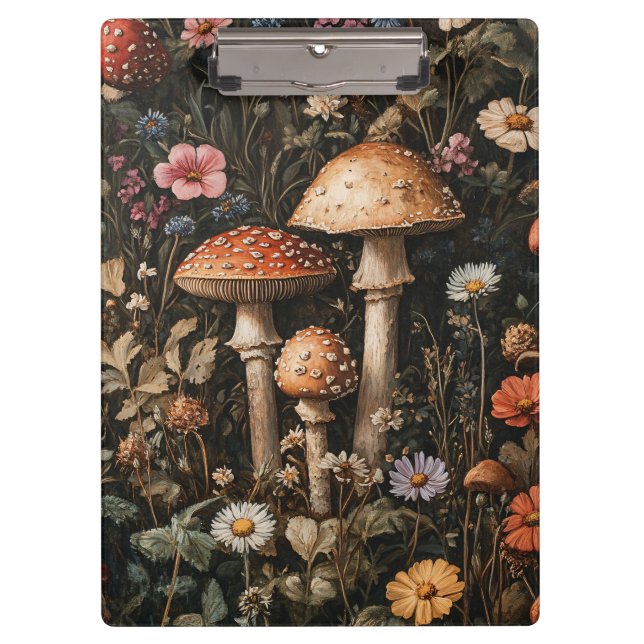 Pranchetas Cogumelos Whimsical e flores selvagens Botânica (Frente)