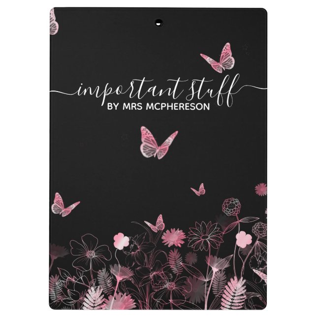 Pranchetas Coisa importante Campo de flores com borboletas (Verso)