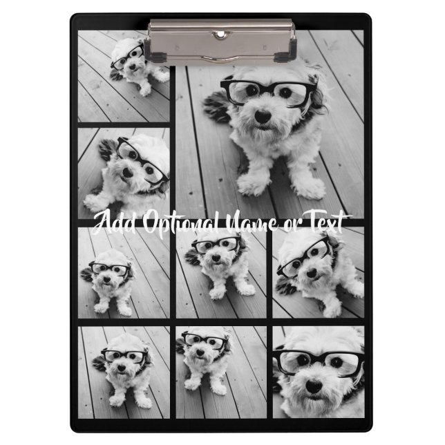 Pranchetas Colagem ao Quadrado de Fotos Preto 9 - com branco  (Frente)