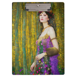 Pranchetas Colagem Colorida de Estilo Klimt Retrato de uma Mu