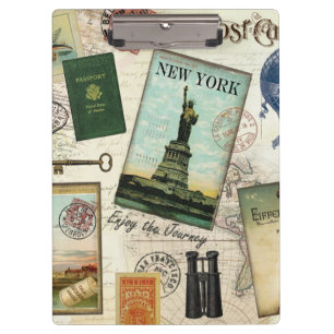 Pranchetas colagem de viagens vintage moderna