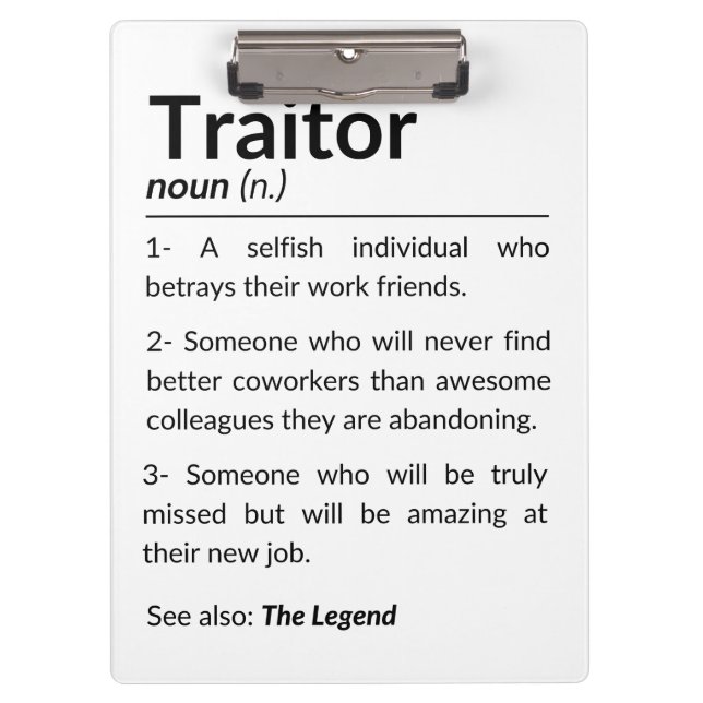 Pranchetas Colega de despedida engraçado, colega saindo do tr (Frente)