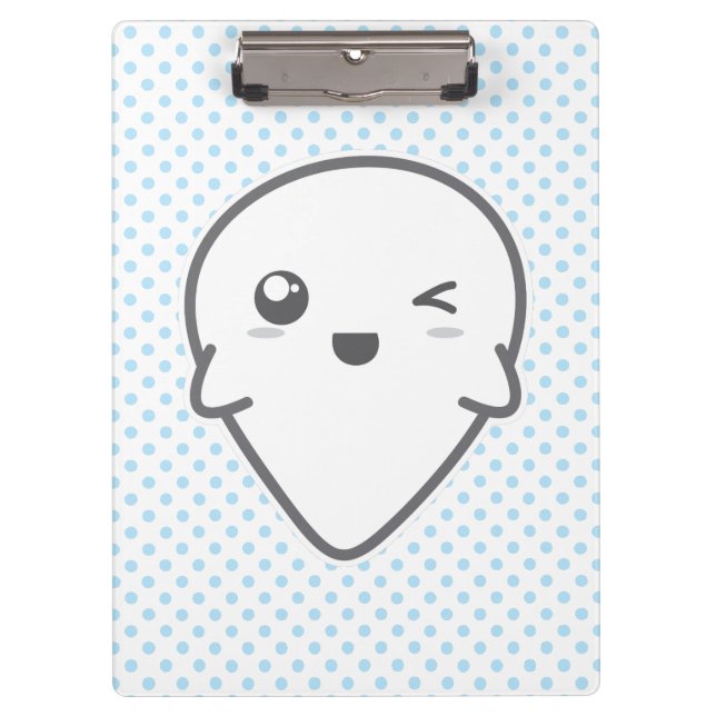 Pranchetas Conselho Kawaii Winking Ghost Clip (Frente)