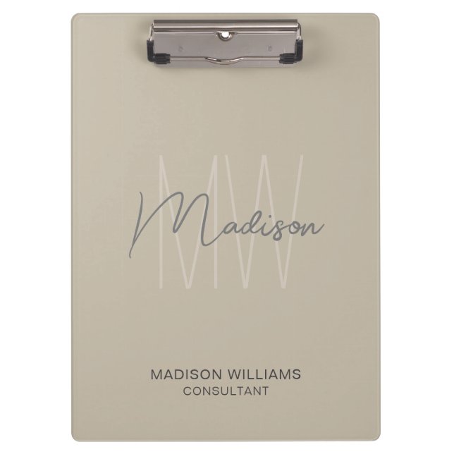 Pranchetas Consultor de bege do logotipo do Monograma Moderno (Frente)