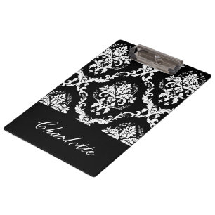 Pranchetas Cor damasco preto e branco personalizada