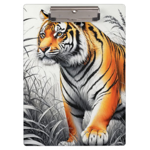 Pranchetas Cor de Arte Tigre Desenho Branco Parcial Preto