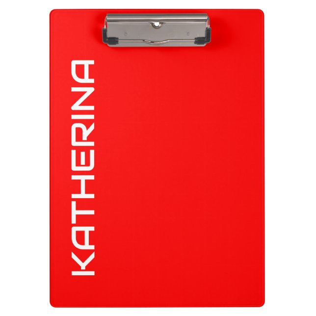 Pranchetas Cor Sólido Vermelha | Nome Branco Clássico (Frente)