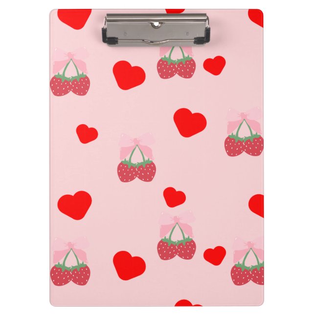 Pranchetas coração rosa e frutas vermelhas (Frente)