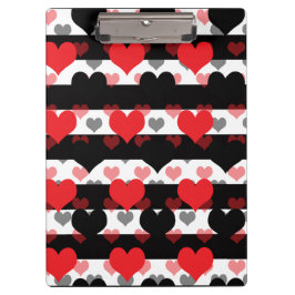 Pranchetas Corações de Amor Preto Vermelho com Stripes Branca