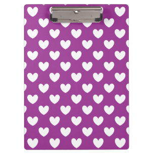 Pranchetas Corações de bolinhas brancas no roxo