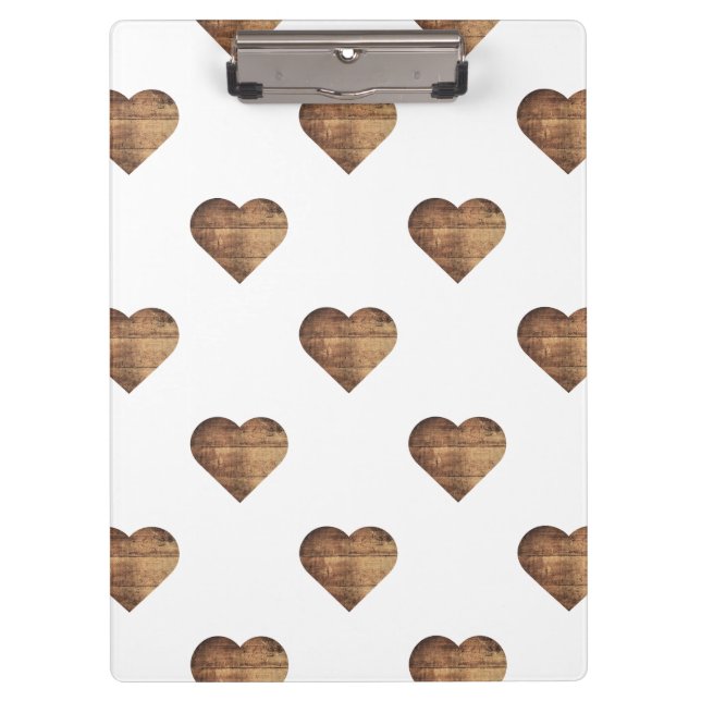 Pranchetas Corações de Madeira Marrom-Russo Simétrico Grande (Frente)