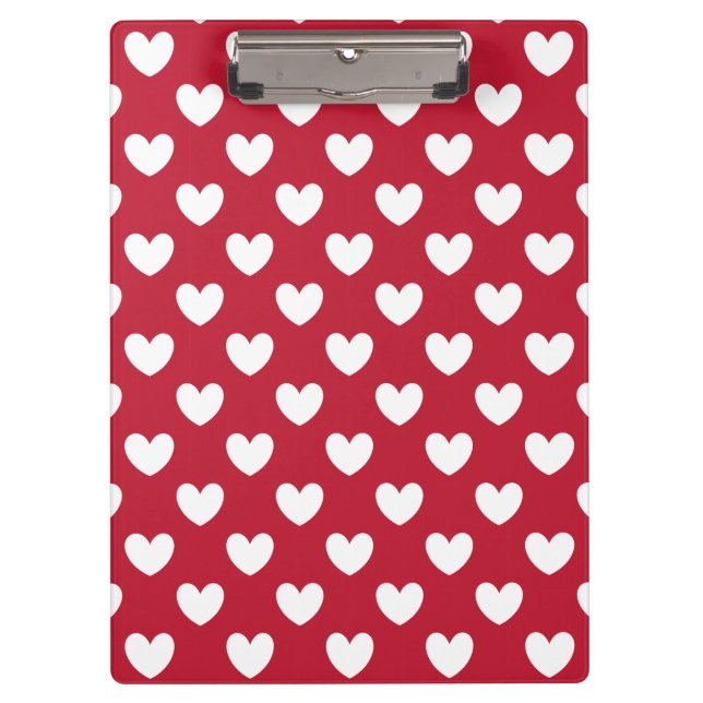 Pranchetas Corações de polca branca e vermelha (Frente)