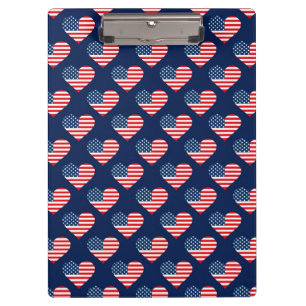 Pranchetas Corações Patrióticos Vermelho, Branco e Azul da Ba