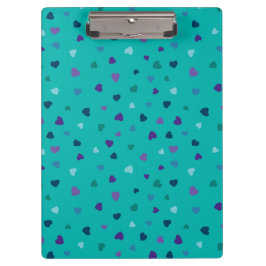 Pranchetas Corações Pequenos, Roxo, Azul Turquesa, Azul sobre