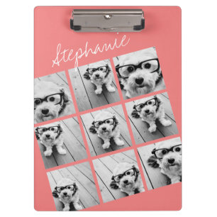 Pranchetas Coral Instagram Photo Collage com 9 fotos