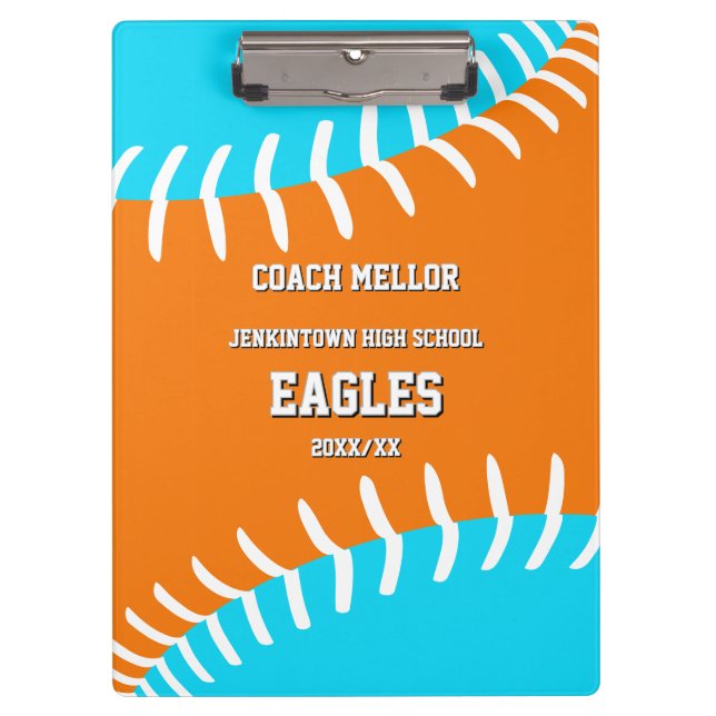 Pranchetas cores de qualquer time beisebol softball w nome do (Frente)
