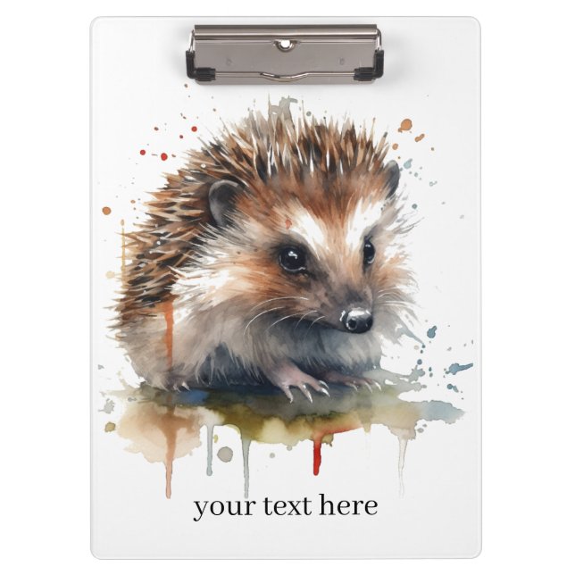 Pranchetas Cozy Critter: Hedgehog em Watercolor, personalizad (Frente)