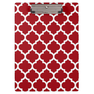 Pranchetas Cranberry Red White Quatrefoil Marroquino Padrão #