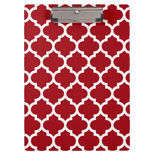 Pranchetas Cranberry Red White Quatrefoil Marroquino Padrão # (Frente)