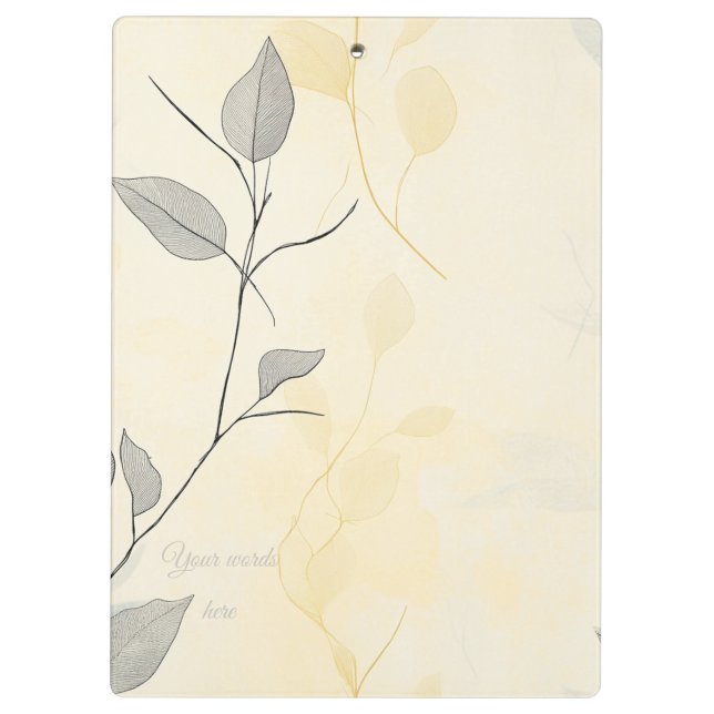 Pranchetas Create Your Own Gray Yellow Floral Minimalist (Verso)