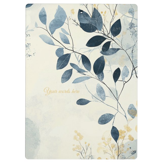 Pranchetas Create Your Own Sunny Blue Gold Floral Minimalist (Verso)
