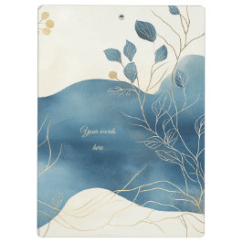 Pranchetas Create Your Own Wavy Blue Gold Floral Minimalist