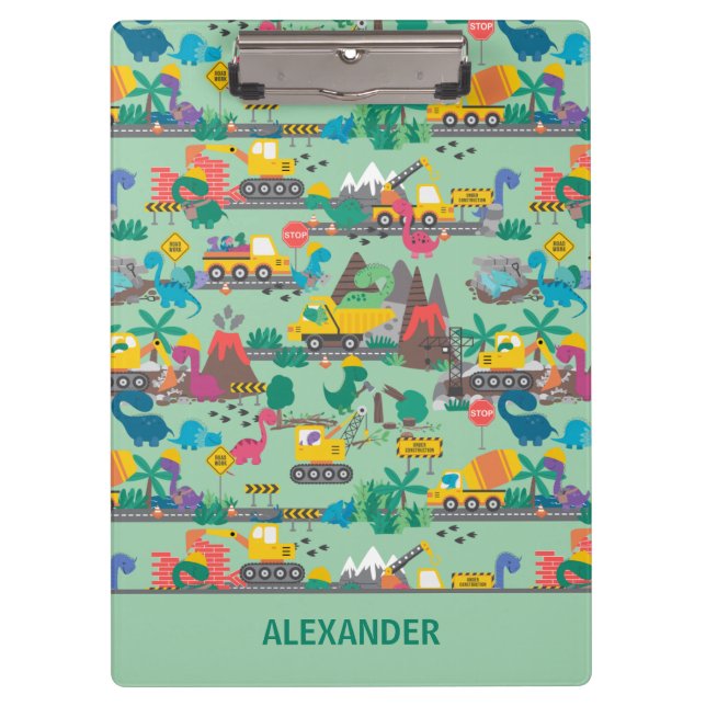 Pranchetas Crianças de Construção do Dinossauro Personalizada (Frente)