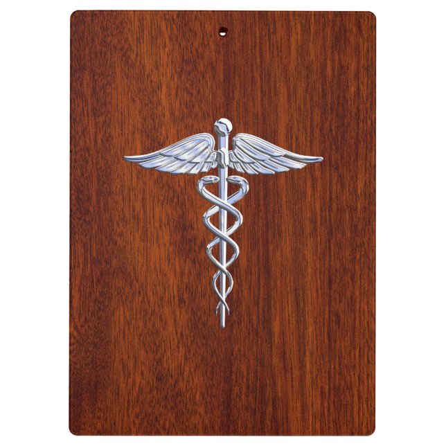 Pranchetas Cromo Como Caduceus Símbolo Médico Mahogany Brown (Verso)
