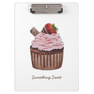 Pranchetas Cupcake De Morango Cujo Cama É Em Aquarela