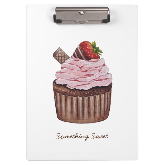 Pranchetas Cupcake De Morango Cujo Cama É Em Aquarela (Frente)