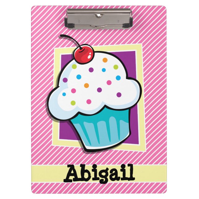 Pranchetas Cupcake em faixas rosa e brancas (Frente)