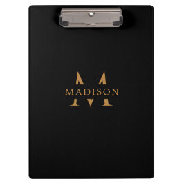 Pranchetas Custom Monogram Name Black Executive Clipboard
