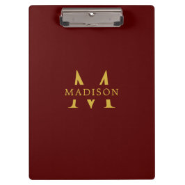 Pranchetas Custom Name with Monogram Maroon Professional